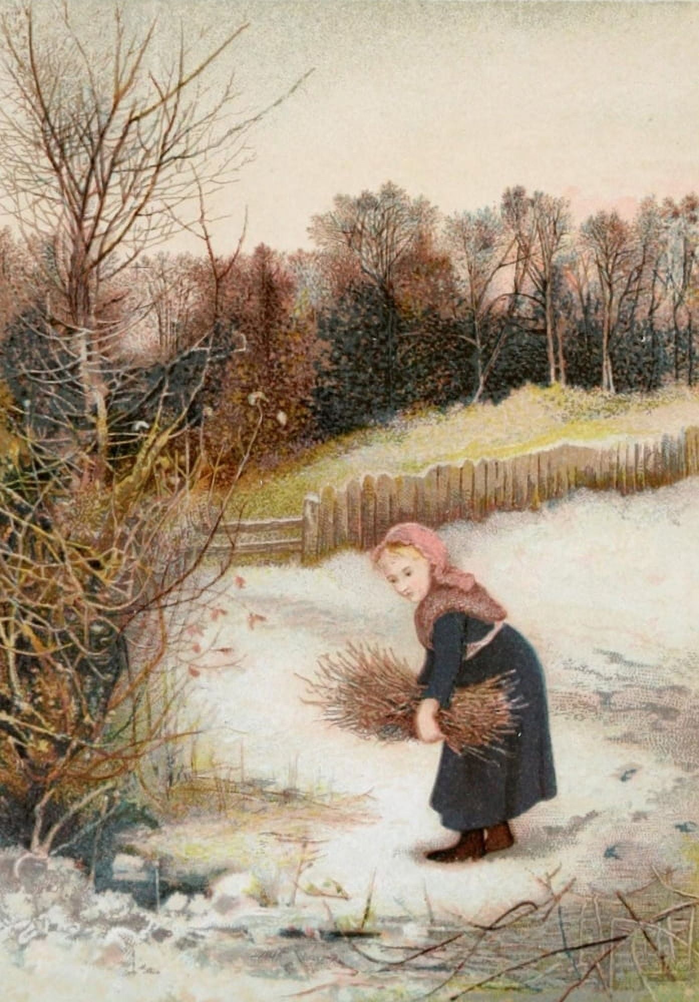 Rosebuds & Holly Berries 1888 Winter Canvas Art - Unknown (24 x 36)