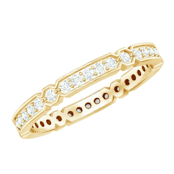 Rosec Jewels 0.5 CT Classic Moissanite Stackable Ring, Gold full Eternity Ring in Pinpoint Setting, 18K Yellow Gold, US 11.00