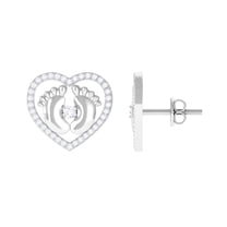 Rosec Jewels 0.50 CT Diamond Heart Stud Earrings with Feet, Natural Diamond Stud Earrings for Women in Gold (HI-SI Quality, April Birthstone), 925 Sterling Silver