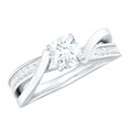 thumbnail image 1 of Rosec Jewels Certified Cubic Zirconia Solitaire Engagement Ring with Accent, Zircon Infinity Ring for Women, 925 Sterling Silver, US 4.00, 1 of 8