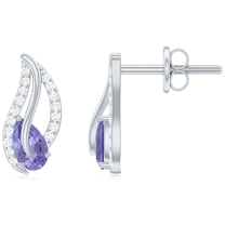 Rosec Jewels 0.75 CT Tanzanite Leaf Stud Earrings with Diamond for Women (AAA Quality), 925 Sterling Silver