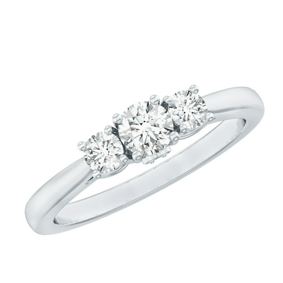Rosec Jewels 1/2 CT Bright Moissanite 3 Stone Ring for Women, 925 Sterling Silver, US 4.00