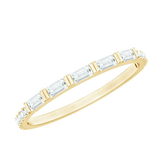 Rosec Jewels Certified Moissanite Half Eternity Ring for Women, Moissanite Ring in Semi Eternity, 14K Yellow Gold, US 5.50