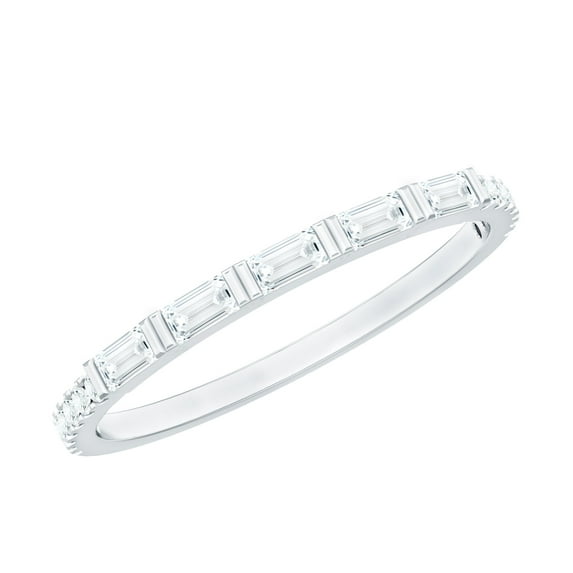 Rosec Jewels Certified Moissanite Half Eternity Ring for Women, Moissanite Ring in Semi Eternity, 18K White Gold, US 11.00
