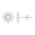 thumbnail image 1 of Rosec Jewels 1/2 CT Diamond Flower Stud Earrings in Prong Setting, 925 Sterling Silver, 1 of 9