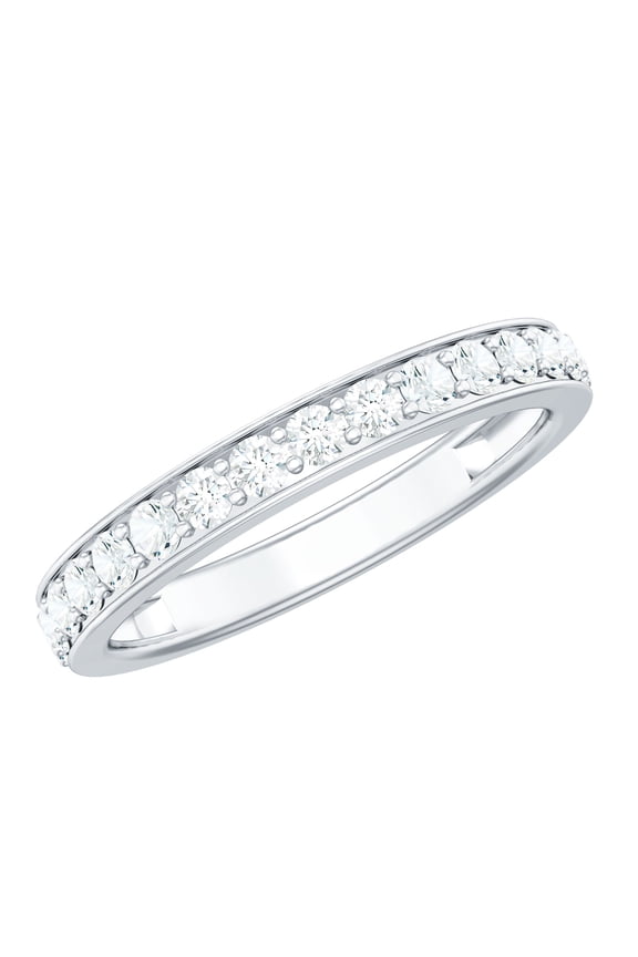 Round Moissanite Half Eternity Ring for Women, 925 Sterling Silver, US 3.50
