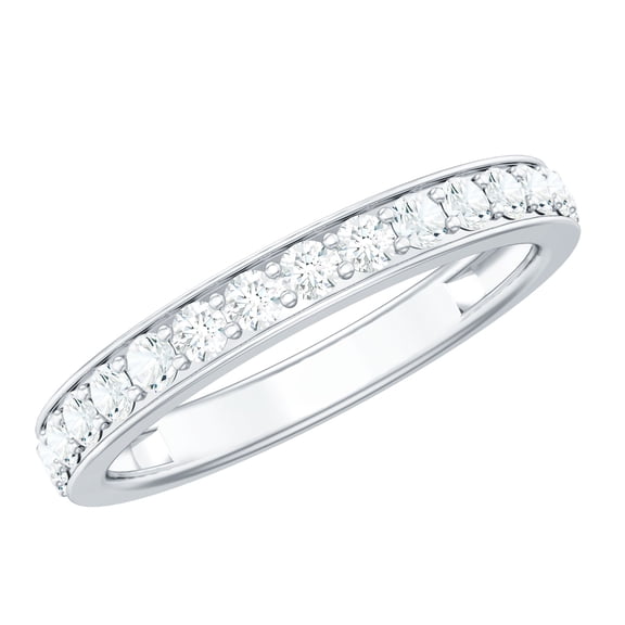Rosec Jewels Round Moissanite Half Eternity Ring for Women, 925 Sterling Silver, US 4.00