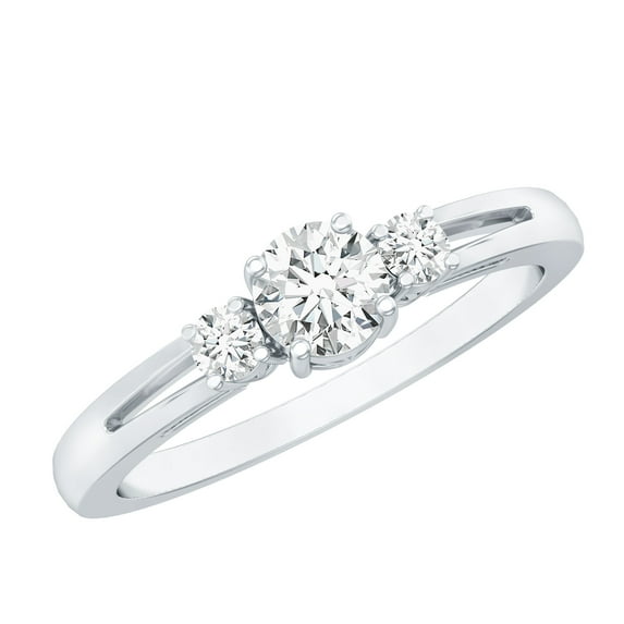 Rosec Jewels 1/2 CT Three Stone Promise Ring for Women with Round Cut Moissanite, 925 Sterling Silver, US 4.00
