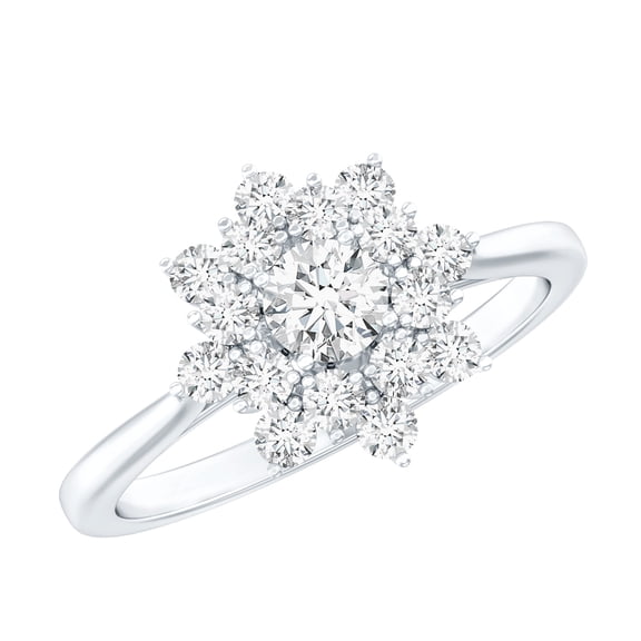 Rosec Jewels Moissanite Engagement Ring for Women (D-VS1 Quality Certified) Cluster Flower Ring - with Jewelry Box, 925 Sterling Silver, US 4.00