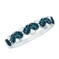 thumbnail image 1 of Rosec Jewels 1.25 CT Pear Cut London Blue Topaz and Round Moissanite Half Eternity Ring, 18K White Gold, US 9.50, 1 of 8