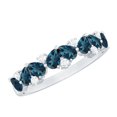 thumbnail image 1 of Rosec Jewels Natural London Blue Topaz Half Eternity Ring - AAA Quality - Pear Shape Blue Topaz Diamond Ring - with Jewelry Box, 925 Sterling Silver, US 10.00, 1 of 8