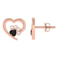 thumbnail image 1 of Rosec Jewels 1/4 CT Heart Shape Black Onyx and Diamond Paw Stud Earrings, 14K Rose Gold, 1 of 7