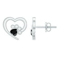 thumbnail image 1 of Rosec Jewels 1/4 CT Heart Shape Black Onyx and Diamond Paw Stud Earrings, 14K White Gold, 1 of 8