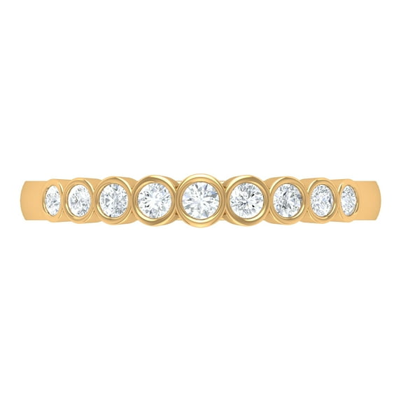 Rosec Jewels 1/4 CT Moissanite Nine Stone Stackable Ring in Bezel Set, 14K Yellow Gold, US 8.50