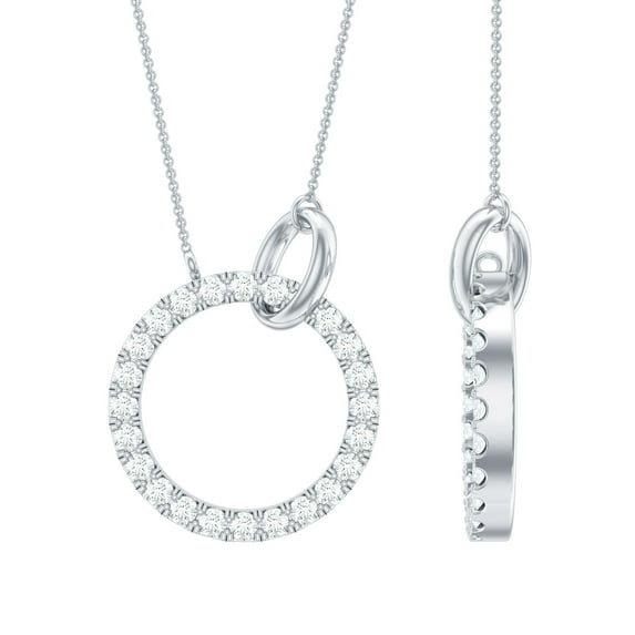 Rosec Jewels 1/4 CT Natural Diamond Eternity Minimal Necklace in Gold, 18K White Gold