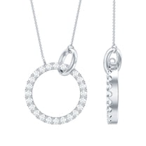 Rosec Jewels 1/4 CT Natural Diamond Eternity Minimal Necklace in Gold, 925 Sterling Silver