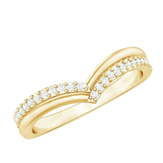 Rosec Jewels 1/4 CT Womens Elegant Diamond Gold Chevron Ring in Pave Setting, 14K Yellow Gold, US 10.50