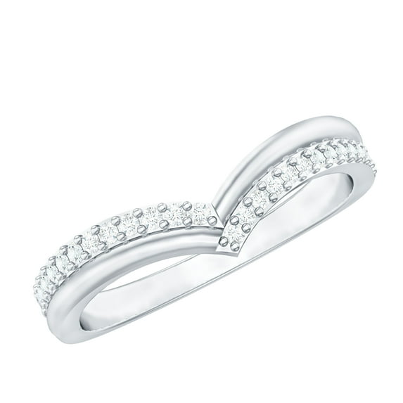 Rosec Jewels 1/4 CT Womens Elegant Diamond Chevron Ring in Pave Setting, 925 Sterling Silver, US 5.00