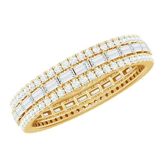 Rosec Jewels Moissanite Eternity Wedding Band for Women - D-VS1 Quality Certified - Ready to Gift, 10K Yellow Gold, US 11.50