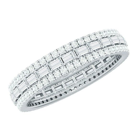Rosec Jewels Moissanite Eternity Wedding Band for Women - D-VS1 Quality Certified - Ready to Gift, 18K White Gold, US 7.00