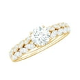 thumbnail image 1 of Rosec Jewels 1 CT Marquise and Round Moissanite Ring for Women, Moissanite Solitaire Engagement Ring in Gold, Moissanite Engagement Ring, 10K Yellow Gold, US 6.00, 1 of 8
