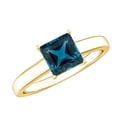 thumbnail image 1 of Rosec Jewels Real Princess Cut London Blue Topaz Solitaire Ring for Women - December Birthstone Ring (1 Carat, AAA Grade), 10K Yellow Gold, US 7.00, 1 of 7