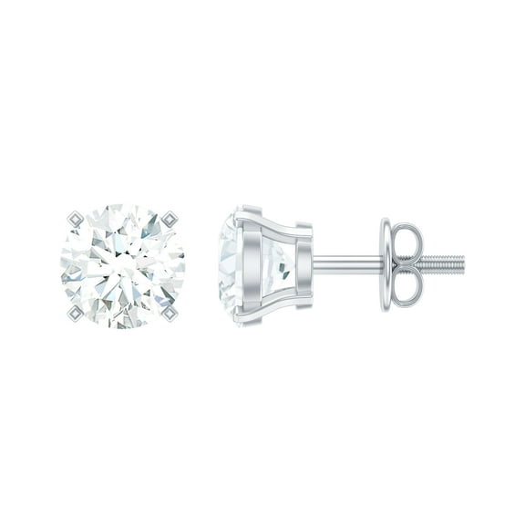 Rosec Jewels 1 CT Round Cut Moissanite Solitaire Stud Earrings, 925 Sterling Silver
