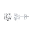 thumbnail image 1 of Rosec Jewels Certified Round Shape Moissanite Solitaire Stud Earrings, 925 Sterling Silver, 1 of 6