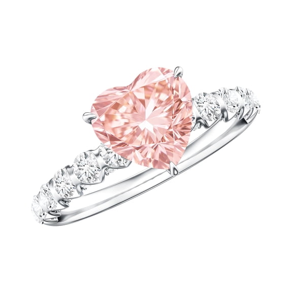 Rosec Jewels 1 Carat IGI Certified Lab Grown Pink Diamond Heart Engagement Ring (VS1 Clarity), 925 Sterling Silver, US 4.00
