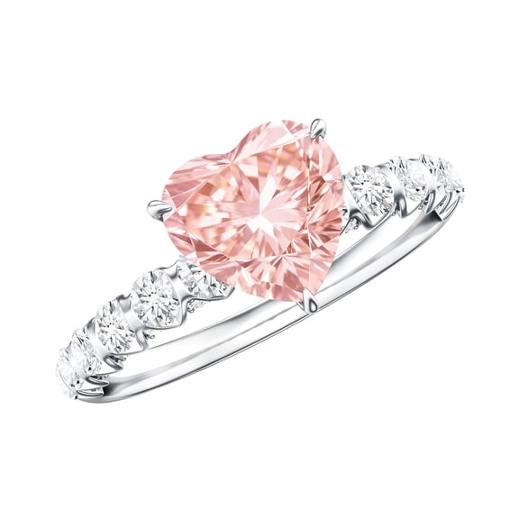 Rosec Jewels 1 Carat IGI Certified Lab Grown Pink Diamond Heart Engagement Ring (VS1 Clarity), 925 Sterling Silver, US 4.00