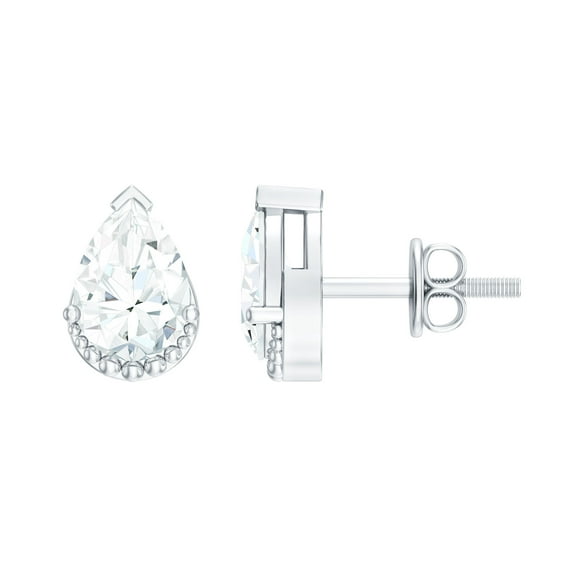 Rosec Jewels 1 Carat Lab Diamond Earrings Studs - 5X7 mm Pear Shape Diamond Earrings (EF-VS Grade) - with Jewelry Box, 925 Sterling Silver
