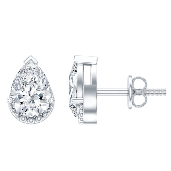 Rosec Jewels 1 Carat Lab Diamond Earrings Studs - 5X7 mm Pear Shape Diamond Earrings (EF-VS Grade) - with Jewelry Box, 925 Sterling Silver