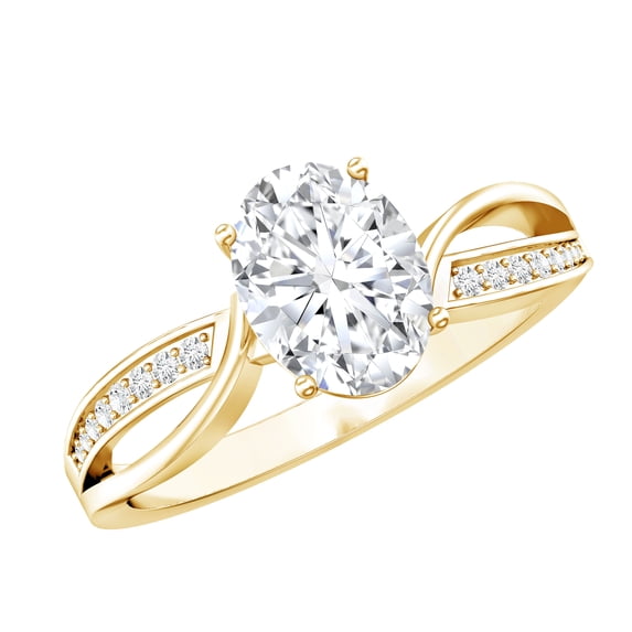 Rosec Jewels 1 Carat Oval Moissanite Solitaire Engagement Ring - D-VS1 Quality - Infinity Ring for Women - Fine Jewelry Gift, 10K Yellow Gold, US 3.50