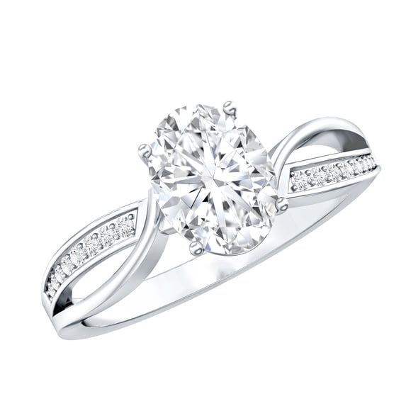 Rosec Jewels 1 Carat Oval Moissanite Solitaire Engagement Ring - D-VS1 Quality - Infinity Ring for Women - Fine Jewelry Gift, 925 Sterling Silver, US 4.00