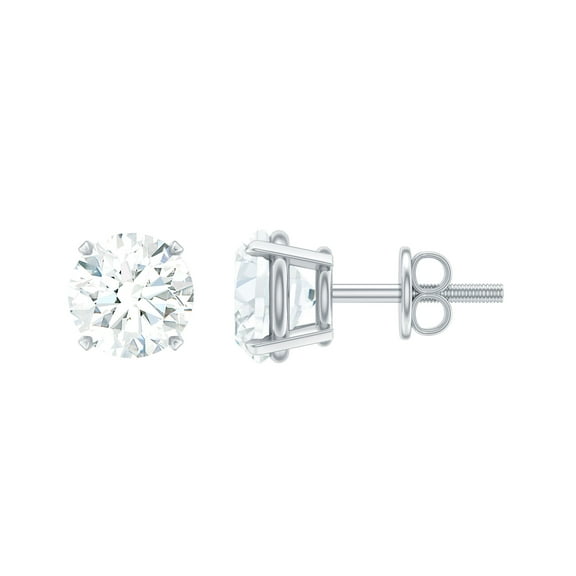 Rosec Jewels 1 Ct Diamond Earrings Unisex - 5 mm Round Lab Diamond Stud with Screw Back (EF-VS Quality) - Ready to Gift, 925 Sterling Silver