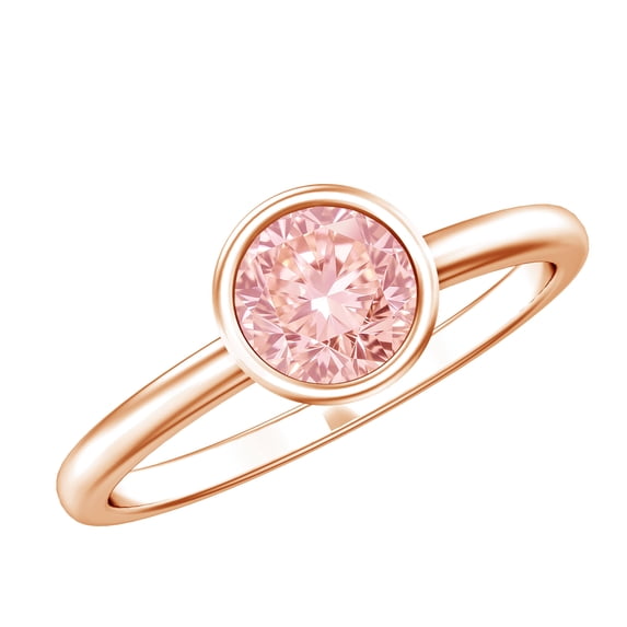 Rosec Jewels 1 Ct Lab Grown Pink Diamond Engagement Ring (IGI Certified) VS1 Grade, 14K Rose Gold, US 9.50