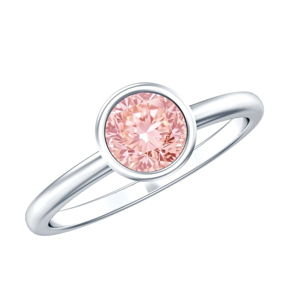 Rosec Jewels 1 Ct Lab Grown Pink Diamond Engagement Ring (IGI Certified) VS1 Grade, 925 Sterling Silver, US 4.00