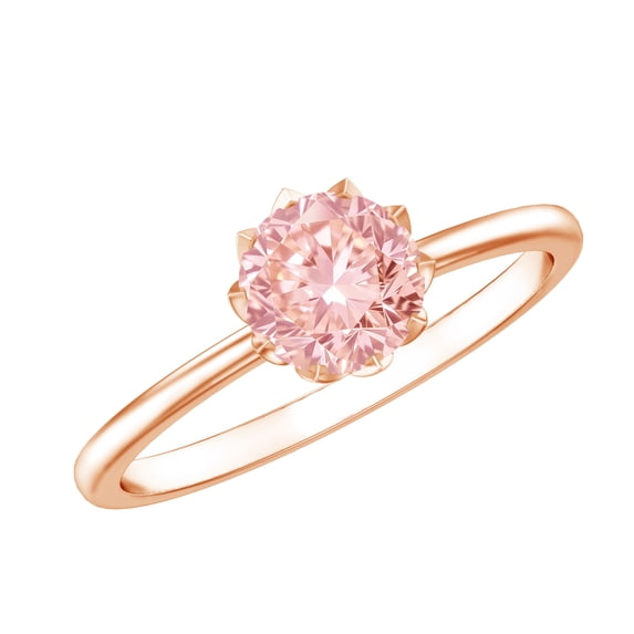 Rosec Jewels 1 Ct Lab Grown Pink Diamond Solitaire Ring (IGI Certified) - VS1 Grade, 10K Rose Gold, US 5.00