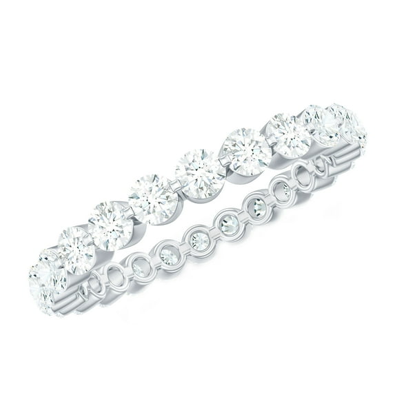 Rosec Jewels 2.25 CT Certified Moissanite Eternity Ring for Women, Round Cut Moissanite Ring in Floating Setting, 925 Sterling Silver, US 4.00