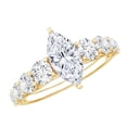 thumbnail image 1 of Rosec Jewels Certified Marquise Cut Moissanite Solitaire Ring with Side Stones, 14K Yellow Gold, US 6.00, 1 of 9