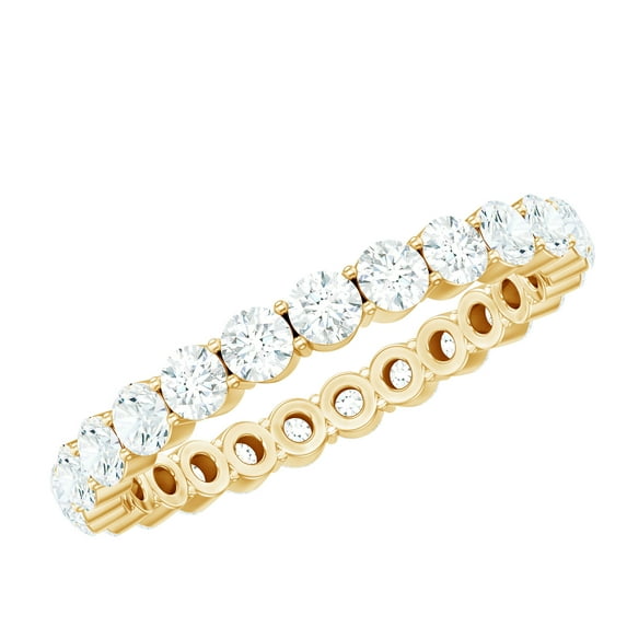 Rosec Jewels Certified Moissanite Eternity Ring for Women - Stackable Ring - D-VS1 Quality, 14K Yellow Gold, US 6.50