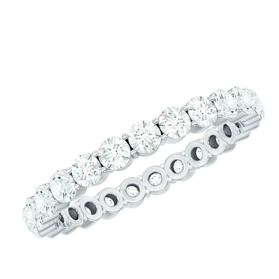 Rosec Jewels Certified Moissanite Eternity Ring for Women - Stackable Ring - D-VS1 Quality, 18K White Gold, US 6.50