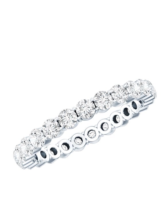 Certified Moissanite Eternity Ring for Women - Stackable Ring - D-VS1 Quality, 925 Sterling Silver, US 4.00