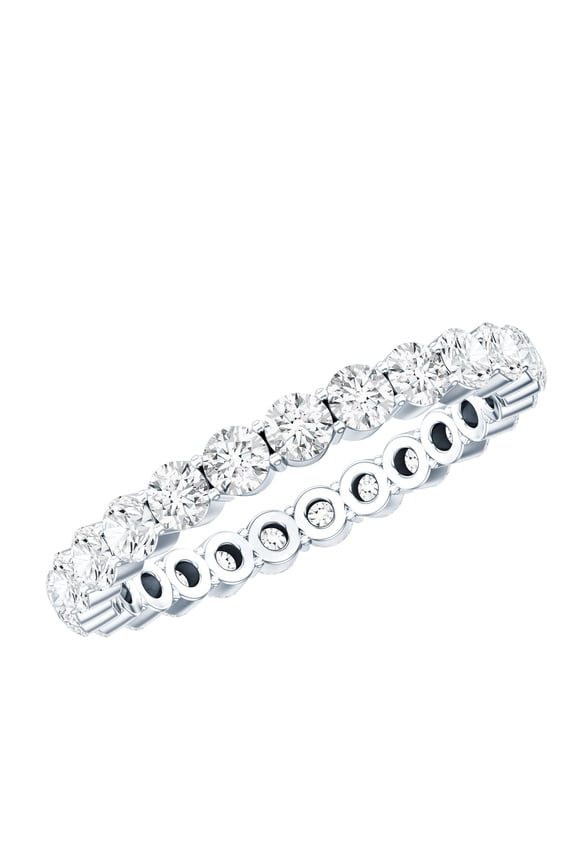 Certified Moissanite Eternity Ring for Women - Stackable Ring - D-VS1 Quality, 925 Sterling Silver, US 4.00