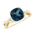 thumbnail image 1 of Rosec Jewels Crossover Shank Engagement Ring with London Blue Topaz and Diamond, 18K Yellow Gold, US 3.50, 1 of 7