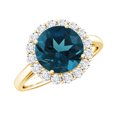 thumbnail image 1 of Rosec Jewels Classic London Blue Topaz Diamond Engagement Ring - 2 Carat Topaz Ring - AAA Grade Certified - with Jewelry Box, 10K Yellow Gold, US 11.00, 1 of 8