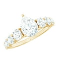 thumbnail image 1 of Rosec Jewels 2.50 CT Teardrop Engagement Ring with Moissanite Solitaire and Side Stones, 18K Yellow Gold, US 10.00, 1 of 8