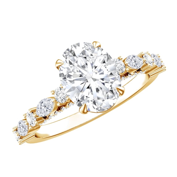 Rosec Jewels 2 Carat Lab Grown Diamond Oval Engagement Ring for Women - IGI Certified Diamond Ring for Women (E-VS1 Quality), 10K Yellow Gold, US 11.50