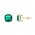 thumbnail image 1 of Rosec Jewels 2.75 CT Cushion Cut Lab Created Emerald Stud Earrings for Women, Lab Created Emerald Solitaire Earrings, 10K Yellow Gold, 1 of 7