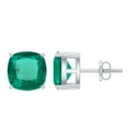 thumbnail image 1 of Rosec Jewels 2.75 CT Cushion Cut Lab Created Emerald Stud Earrings for Women, Lab Created Emerald Solitaire Earrings, 925 Sterling Silver, 1 of 7